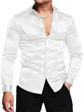 AIDASE  -  iny  Color Slim Fit Men's irt Long Sve Youth Faion Polyester Fiber No Ironing Required Ele Bright Face aidase-shop