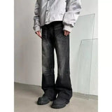 AIDASE  -  Retro American High Street Distred Denim Jeans Men Loose Micro Flared Drapey Clean Fit Slim Long Pants Youth Faion aidase-shop
