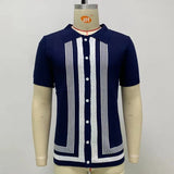 Aidase Summer Striped Sweater Men Newest Knit Poloshirt Business Casual Cardigan Tees Streetwear Tshirt Top Ice Silk Fabric Polo Blouse