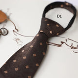 AIDASE  -  New Retro Brown Lazy Zipper Ties For Men Italian Polka Dot Formal Business Neckties 8cm Flower Striped Silk Tie Suit Accessories aidase-shop