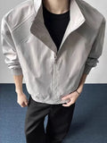 AIDASE  -  New Harajuku Stand Collar Zipper Bomber Jackets For Men Casual Patchwork Loose Baseball Clothes American Vintage Trendy Coat aidase-shop