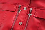 AIDASE  -  Autumn American Vintage PU Leather Coats Men's Loose Short Motorcycle Faux Leather Jacket Couple Metal Zipper Cargo Outwear aidase-shop