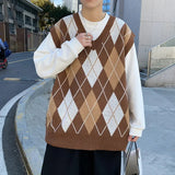 AIDASE  -  Men's Casual Knitted Sweater Vest Hot Sale Of The Season Diamond Grid Style Sleeveless Fashion College Trend Knitwear from Mainl aidase-shop