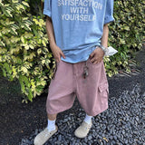 Aidase Mens Casual Denim Cropped Pants Genderless 2024 Summer New Fashion Simple Versatile Streetwear Solid Color Loose Shorts Unisex