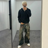 AIDASE  -  American High Street 3D Digital Print Candy Chain Weathered Knife Straight Leg Casual Jeans for Men And Women aidase-shop