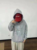 AIDASE  -  American Style Patchwork Women Hooded Sweatshirt Spring Autumn Letter Bow Embroidery Loose Pullovers Lady Hoodies aidase-shop