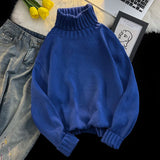 AIDASE  -  New Autumn Winter Men Turtleneck Sweater Pullover Tops Male Solid Color Loose Jumpers Mens Long Sleeve Knitted Tops P106 aidase-shop