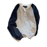AIDASE  -  American Retro Black White Striped Contrast Sweatshirt Women Chic Hong Kong Style Spring Autumn Vintage Raglan Long-sleeved Top aidase-shop