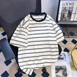 AIDASE  -  Fashion O-Neck Short Sleeve Printed Striped T-Shirts Men's Clothing 2025 Summer New Loose Casual Tops Young Style Tee Shirt aidase-shop