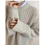 AIDASE  -  Laid-ba Twist Knit Sweater Thiened round Ne Casual Versatile Trendy for Men And Women Autumn Winter Comfortable Loose Fit aidase-shop