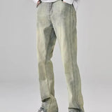 American Vintage Old Washed Earthy Wide-leg Jeans Men's Blue Straight Loose Peplum Pants Classic Y2K Jeans Streetwear Men aidase-shop