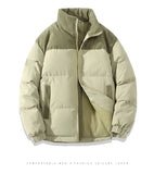 Aidase Winter Parkas Jacket Men Women Solid Patchwork Parkas Coat Loose Warm Thick Couple Jacket Korean Outwear Male Unisex Pink Green aidase-shop