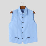 AIDASE  -  Tops American Style Fashion New Men's Solid Vests Casual Clubwear Hot Sale Male Lapel Collar Design Tank Tops S-5XL aidase-shop