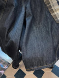 AIDASE  -  American Retro Plaid Large ket Workwear Denim orts Men Summer Design Loose Wide Leg Casual Seven-Foot Pants aidase-shop