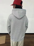 AIDASE  -  American Style Patchwork Women Hooded Sweatshirt Spring Autumn Letter Bow Embroidery Loose Pullovers Lady Hoodies aidase-shop