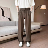 AIDASE  -  Korean Style Men's Casual Pants Summer New Fashion Versatile Thin Straight Wide Leg Male Trousers Menswear Tide aidase-shop
