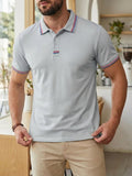 AIDASE  -  Spring Summer Daily Casual Mens Polos Short Sleeve Buttoned Turn-down Collar Tops Vintage Men Striped Patchwork Polo Shirt aidase-shop