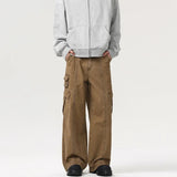 AIDASE  -  Vintage New Fashion Men's Loose Casual Simple Basic Trendy Daily Wide Leg Straight Multi Pocket Trousers Male Pants Clothes aidase-shop