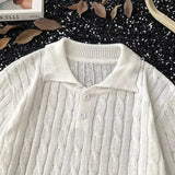 AIDASE  -  American Style Knitted Polo Shirt Short Sleeve Loose Casual Summer T-Shirt for Men Trendy Korean Brand Versatile Top aidase-shop