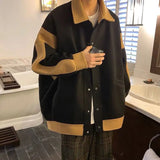 Aidase Color Blocking Woolen Jacket Men's Versatile Loose and Thick Hong Kong Style Ins Trendy Youth Lapel Coat aidase-shop