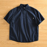 AIDASE  -  Men's Khaki Cotton Short Sleeve Polo Shirt Casual Button Loose Fit Breathable Workwear Daily Tops aidase-shop