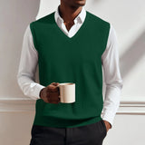 AIDASE  -  Fashion Men Sweater Vest Solid Color Autumn Winter High Quality Casual V-neck Sleeveless Knitted PUllover Warm Comfort Vest Top aidase-shop