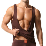 AIDASE  -  Sleepwear Loose Comfort Soft Tank Tops Men Sexy Wrap Deep V Neck Sleeveless Vest Shirts Mens Summer Casual Solid Color Camisoles aidase-shop