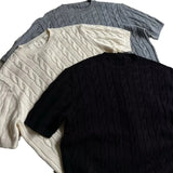 AIDASE  -  Summer New Style Men's T-shirt Loose Casual Short Sleeve Knitted Sweater Crew Neck Thin Material Twist Weave Fashionable Couple aidase-shop