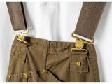 AIDASE  -  Men Loose Fit Bib Overalls Pockets Cargo Pants Hip Hop Golden Buttons Dungarees Casual Suspenders Jumpsuits aidase-shop