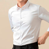 AIDASE  -  Mens Formal Office Wear Dress Shirts Fashion Slim Long Sleeve Wrinkle Free Strech Plus Size Business Casual Shirts for Man aidase-shop