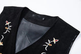 AIDASE  -  Retro Pattern Embroidery Corduroy Vest Coat Men Spring Fashionable Button-up V Neck Waistcoats Mens Casual Sleeveless Cardigans aidase-shop