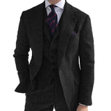 Aidase Herringbone Wool Grey Men Suits For Formal Business Groom Wedding Tuxedo 3 Piece Tweed Man Set Jacket Waistcoat with Pants aidase-shop