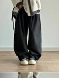 AIDASE  -  Autumn Winter Thi Wide Leg Casual Pants Men Women Loose Drapey Soft Straight Long Trousers Retro Sle High Waist Polyester aidase-shop