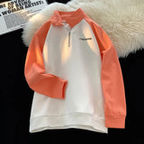 AIDASE  -  Korean Casual Fashion Street Hip Hop Sweatshirt Couple Model Splicing Sports Pullover College Style Printed Long Sleeve Tops aidase-shop