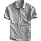 AIDASE  -  Mens Linen Short Sleeve Shirt Slim Fit Pullover Half Sleeve Retro Spring Summer Casual Breathable shirt Men's clothing aidase-shop