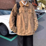 AIDASE  -  Retro American Denim Jacket for Men Oversize Loose Casual Spring Autumn Workwear Style Washed out Jacket Loose Fit Jeans Jacket aidase-shop