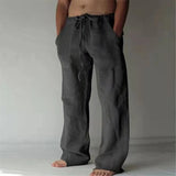 Aidase Vintage Men Cotton Linen Pants Drawstring Elastic Oversize Jogger Hip Hop Print Long Trousers Spring Summer New casual pants