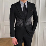 Aidase High Quality Embroidery Patterns Suit Two Piece Wedding Party Suit Groom Banquet Suit Slim Costume Homme Mariage