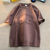 Aidase Fashion Heavyweight Men Women Pure Cotton Loose Large Size Trendy Short-sleeved Korean Version 2024 New Casual All-match T-shirt aidase-shop