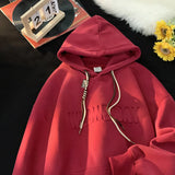 Aidase Men Women Hoodies Embossed Letters Casual Hooded Sweatshirt Basic Colours Drawstring Clash Hoodie Loose Comfortable aidase-shop
