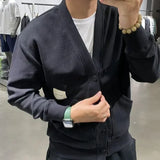 Aidase Men's Clothing Icon V Neck Cardigan Knit Sweater Male with Pockets Jumpers Tops Best Selling Products New in Knitwears aidase-shop