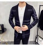 Aidase Men's Knitted Sweater Jacket Men Fashion High Quality Brand Slim Striped Long Sleeve Suit Collar Cardigan Wool Jacket Coat aidase-shop