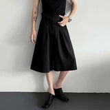 AIDASE  -  Men Suit Shorts Simple Pleated Design Casual Solid Color Trousers Straight Wide Leg Loose Male Bottom Korean Summer