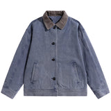 AIDASE  -  High Quality Autumn Cotton Casual Jackets Men Patchwork Vintage Style Outwear Male Loose Turn Down Collar Streetwear Jacket Coat aidase-shop
