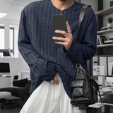 AIDASE  -  Men T Shirt Solid Color Knitted O-neck Long Sleeve Casual Male Tee Tops Streetwear 2025 Loose Fashion Men Pullovers aidase-shop