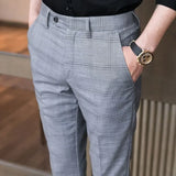 Aidase Slim Fit Social Man Suits Pants Tailoring Business Tressed Elastic Stretch Trousers for Men Dress Chinese Homme Summer Up