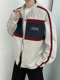 AIDASE  -  Retro Contrast Jacket Motorcycle Suit Suede Stand Collar Jacket Men's High-end Outdoor Niche Bomber Jacket Baseball Uniform Suit aidase-shop