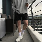 AIDASE  -  Men's Solid Color Loose Simple Basic Trendy Daily Drawstring Knee Length Cotton Shorts Male Summer New Fashion Clothes Trousers aidase-shop