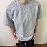 AIDASE  -  Simple Men's Casual Tees Round Neck Solid Color Menswear New Short Sleeved Loose Male T-shirts Cleanfit Menswear aidase-shop