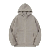 AIDASE  -  Autumn Winter New Fashion Men's Solid Color Simple Basic Casual Trendy Loose Zipper Hooded Polar Fleeve Sweatshirts Male Coats aidase-shop